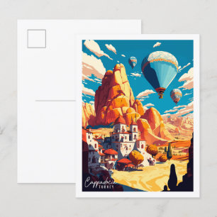 Cappadocië Turkije vintage reisillustratie Briefkaart