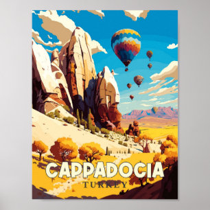 Cappadocië Turkije vintage reisillustratie Poster