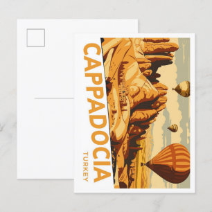 Cappadocië Turkije Vintage Travel Illustratie Briefkaart