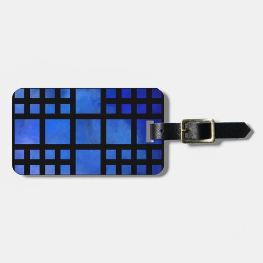 Cappanella V1 - blauwe vierkantjes Bagagelabel (Voorkant horizontaal)