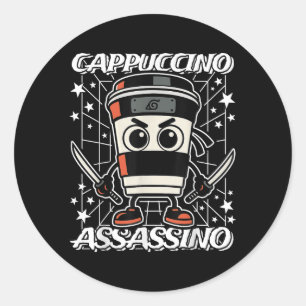 Cappuccino-Assassino Italiaans-Brainrot Koffie Ass Ronde Sticker