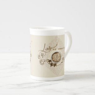 Cappuccino Coffee Heart Leaf Swirl Star Cookie Porselein Kop