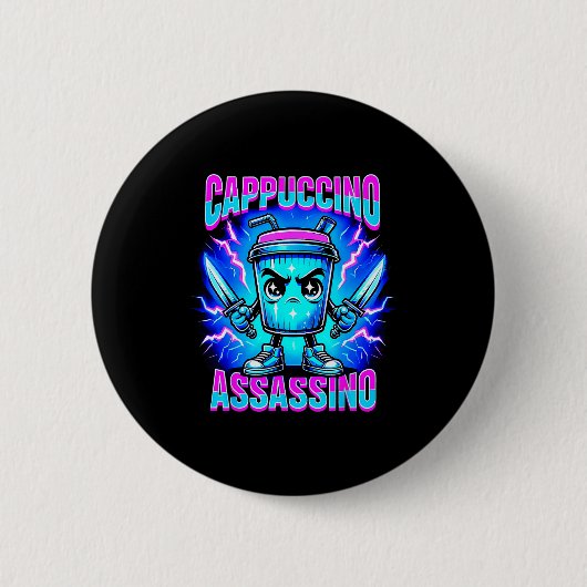 Cappuccino Ino Brainrot Italian Meme Ronde Button 5,7 Cm (Voorkant)