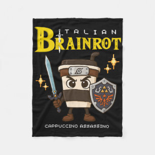 Cappuccino Ino Italiaans Brainrot Retro Gamer Kuns Fleece Deken