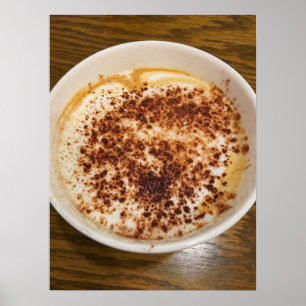 Cappuccino koffie met kaneel topping poster