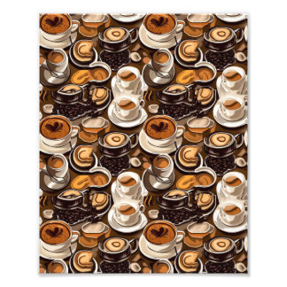 Cappuccino koffie olie verf patroon foto afdruk