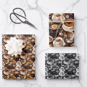 Cappuccino koffie olie verf patroon gepersonalisee inpakpapier vel