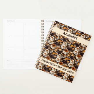 Cappuccino koffie olie verf patroon gepersonalisee planner
