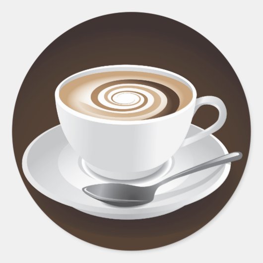 Cappuccino met werveling ronde sticker (Voorkant)