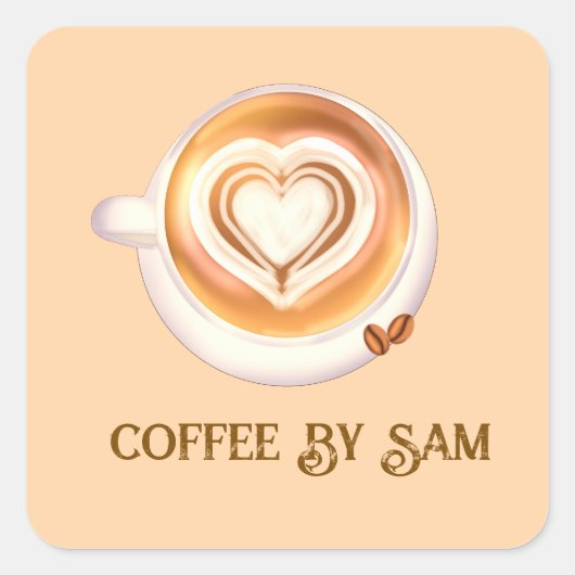 cappuccino vierkante sticker (Voorkant)