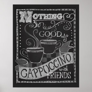 Cappucino en Friends Chalk Typography Coffee Art Poster