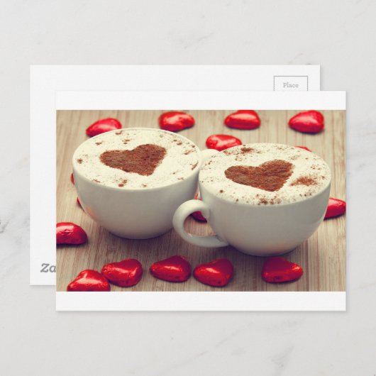 Cappucino houdt van chocolade hart briefkaart (Voorkant / Achterkant)