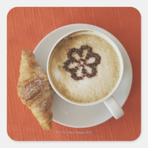 Cappucino met chocolade en een croissant, Italië Vierkante Sticker