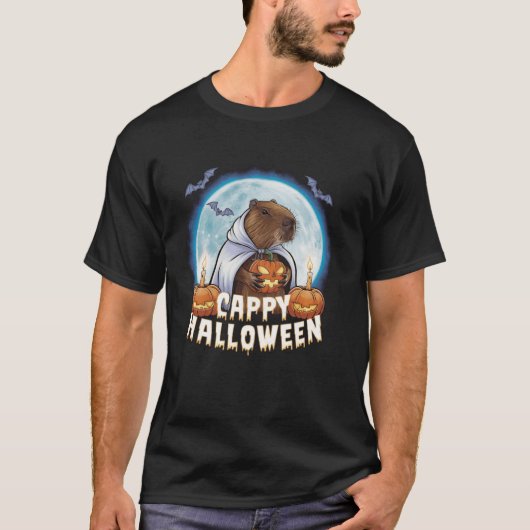 Cappy Halloween Ghost Capybara Jackolantern Pumpki T-shirt (Voorkant)