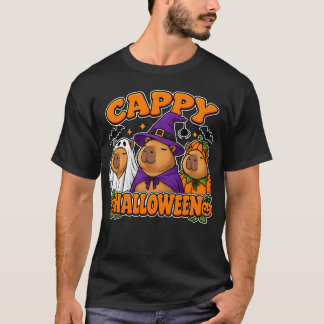 Cappy Halloween Grappige Capybara Geest Heks Pompo T-shirt