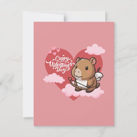 Cappy Valentijn’s Day | Schattigee Capybara Cupid Notitiekaartje (Voorkant)