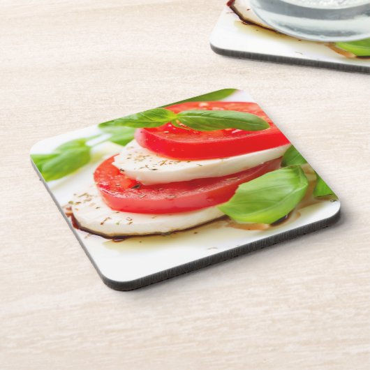 Caprese Salad. Segmenten voor tomaten en Mozzarell Bier Onderzetter (Linkerzijde)