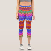 Capri A woman wears vibrant, zigzag-patterned leggings  (Recto)