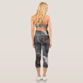 Capri Black Marble Abstract Leggings – yoga pants (Verso)