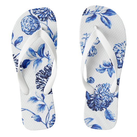 Capri Blue  Floral Toile Teenslippers (Voetbed)