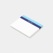 Capri Blue SLg Chevron Navy Name Monogram Post-it® Notes (Schuin)