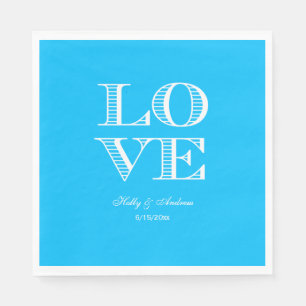 Capri Blue, White LOVE Napkins Servet