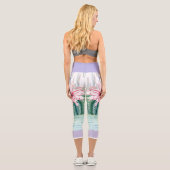 Capri Capris Leggings dans un Cactus design sur blanc (Verso)
