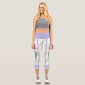 Capri Capris Leggings dans un Cactus design sur blanc (Recto)