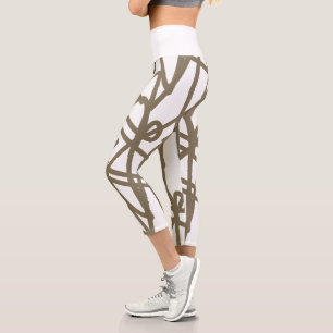 Capri Drôle Art Abstrait Lait Chocolat Leggings blancs