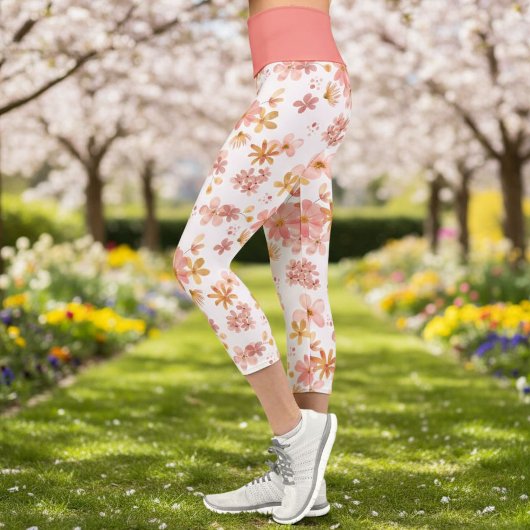 Capri Elegant Botanical Print Leggings