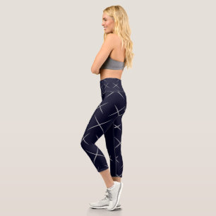 Capri Élégant chic féminin bleu noir Leggings