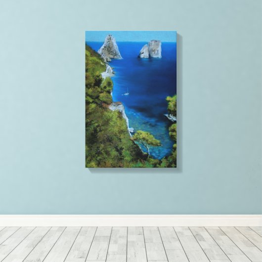Capri Faraglioni Rocks Canvas Afdruk (Insitu (Houten vloer))