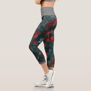 Capri Fleurs de rose rouge pastel Leggings stylisés
