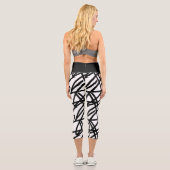 Capri Funky Abstrait Art Black White Leggings (Verso)