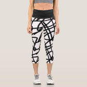 Capri Funky Abstrait Art Black White Leggings (Recto)
