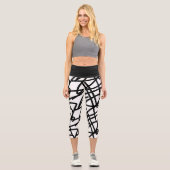 Capri Funky Abstrait Art Black White Leggings (Recto)