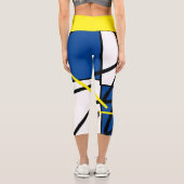Capri Funky Art Abstrait Jaune Leggings Bleus (Verso)