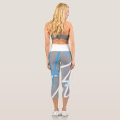 Capri Funky Art Abstrait Turquoise Blue Grey Leggings (Verso)