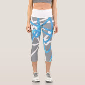 Capri Funky Art Abstrait Turquoise Blue Grey Leggings (Recto)