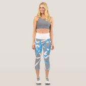 Capri Funky Art Abstrait Turquoise Blue Grey Leggings (Recto)
