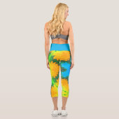Capri Hippie psychédélique Leggings bleu jaune et vert (Verso)