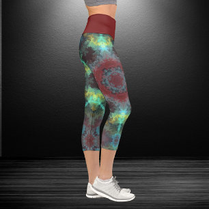 Capri Hippie psychédélique Leggings rouge bleu et jaune