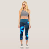 Capri Hiver psychédélique Snowflake Leggings bleus (Recto)