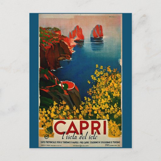 Capri Italiaans Reizen Advertentie Verf Briefkaart (Voorkant)