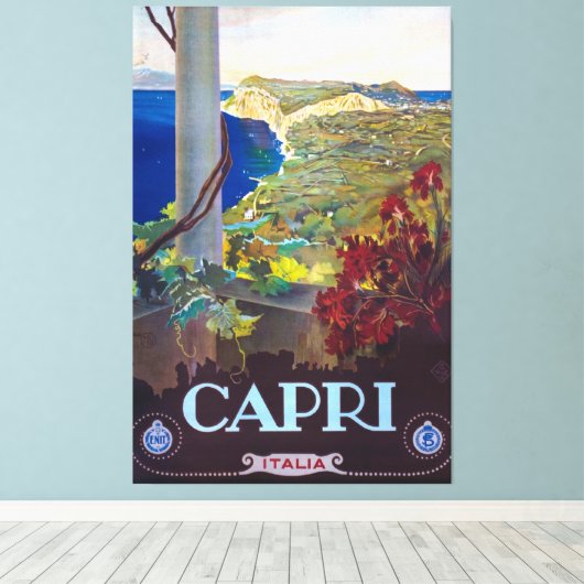 Capri  Italiaanse reisposter Canvas Afdruk (Insitu (Houten vloer))