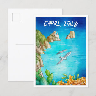 Capri Italië Art Waterverf Reisillustratie Briefkaart