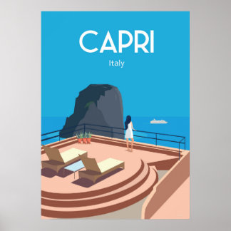 Capri Italie poster de voyage Bleu mer
