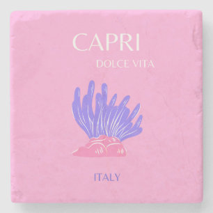 Capri, Italië, Preppy, Roze Stenen Onderzetter