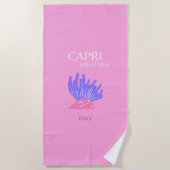 Capri, Italië, Preppy, Roze Strandlaken (Voorkant)