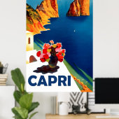 Capri, Italië. Reis uit vroeger tijden Poster (Thuiskantoor)